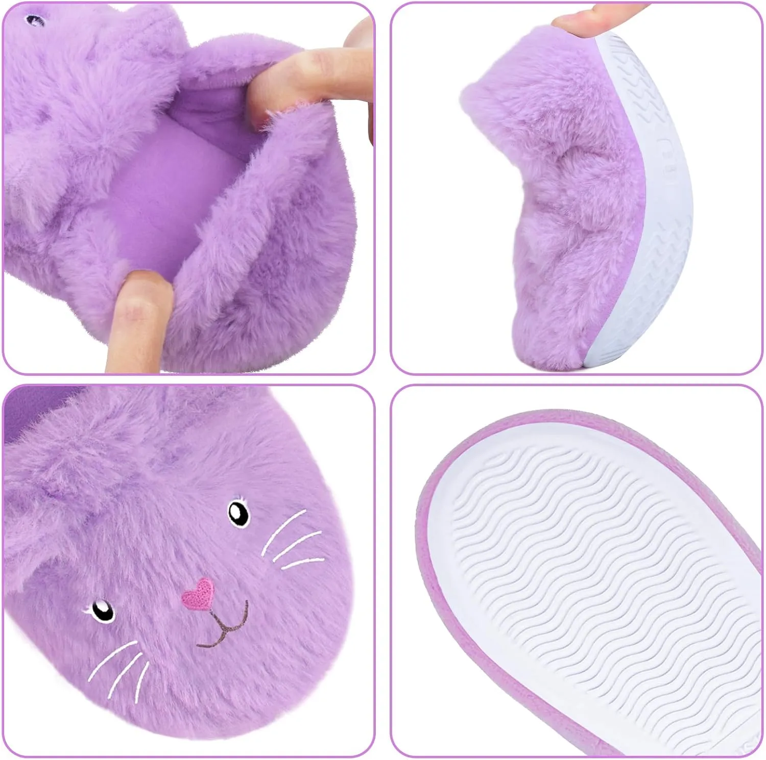 Girls House Slippers Cute Fuzzy Cat Animal Slippers Warm Winter Home House Shoes for Kids Bedroom Indoor Outdoor Shoes