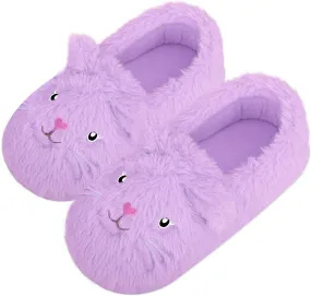Girls House Slippers Cute Fuzzy Cat Animal Slippers Warm Winter Home House Shoes for Kids Bedroom Indoor Outdoor Shoes