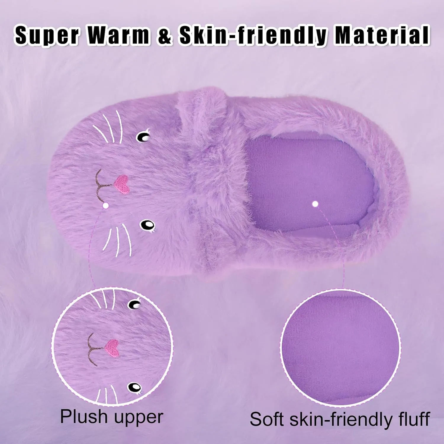 Girls House Slippers Cute Fuzzy Cat Animal Slippers Warm Winter Home House Shoes for Kids Bedroom Indoor Outdoor Shoes