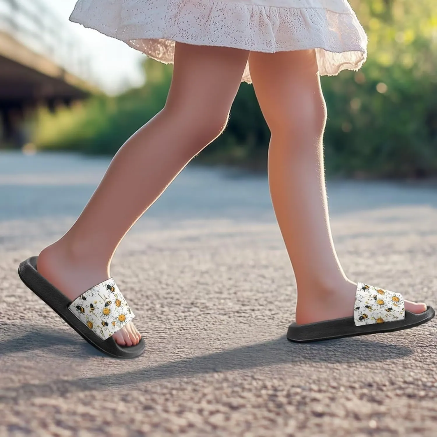 Girls Slide Sandals Breathable Summer Shoes for Kids with Non-Slip Sole Slides for Beach & Pool