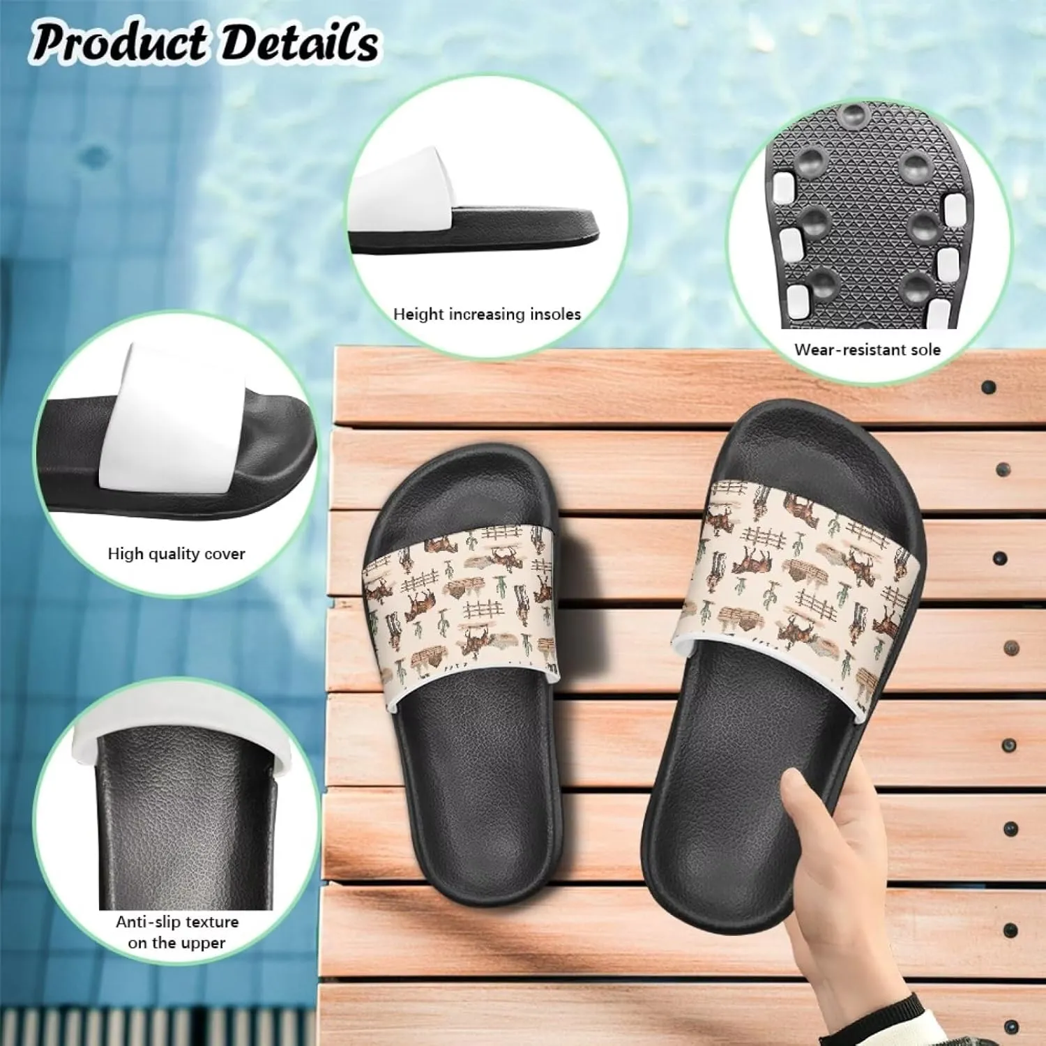 Girls Slide Sandals Breathable Summer Shoes for Kids with Non-Slip Sole Slides for Beach & Pool