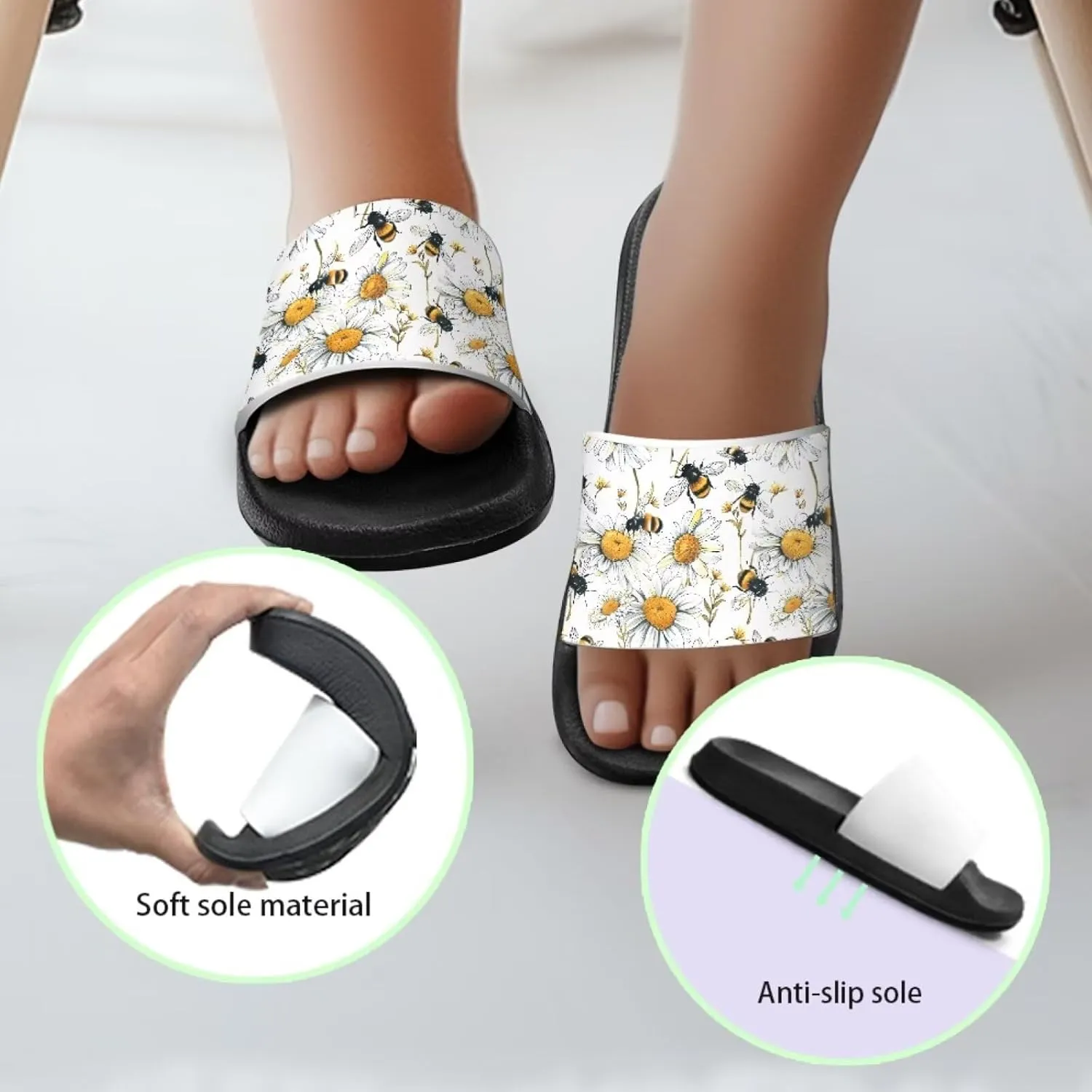 Girls Slide Sandals Breathable Summer Shoes for Kids with Non-Slip Sole Slides for Beach & Pool