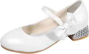 Girls Toddler Princess Shoes Dress Mary Jane Glitter Low Heels Wedding with Bow Buckle Dance Shoes for Kids Baby