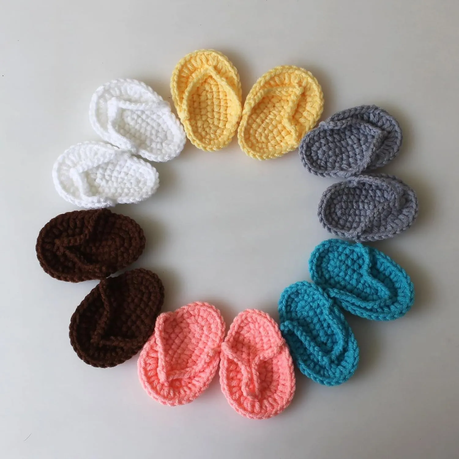 Handmade Crochet Baby Girl Sandals Flip Flops Booties Shoes Cute Knitted Slippers Photo Slides for Newborn Infant