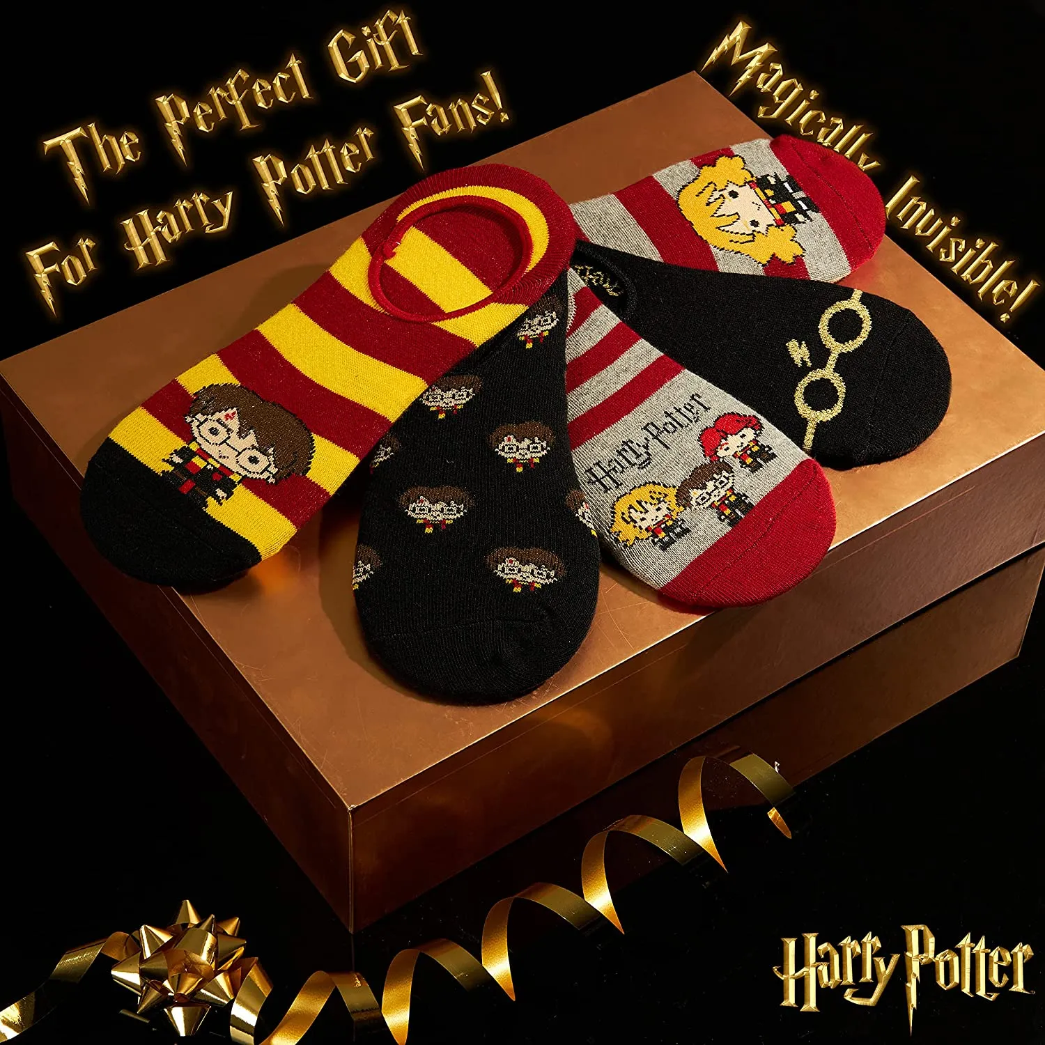 Harry Potter 5 Pairs Invisible Socks, No Show Socks Harry Potter Gifts
