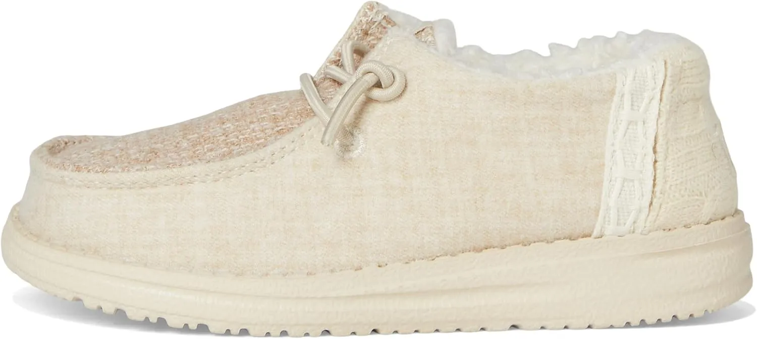 Hey Dude Kids Wendy Brushed Cozy (Toddler) - Loafers for Kids - Canvas Upper - Cotton Lining - Elastic Laces