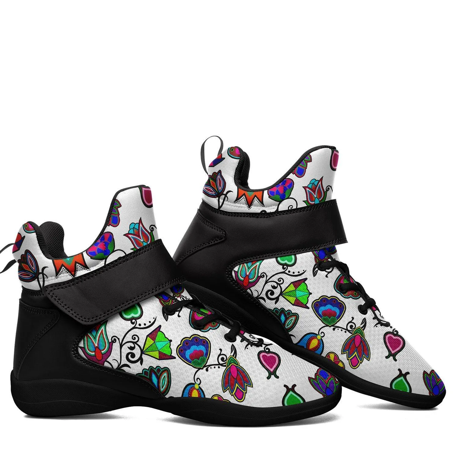 Indigenous Paisley White Kid's Ipottaa Basketball / Sport High Top Shoes