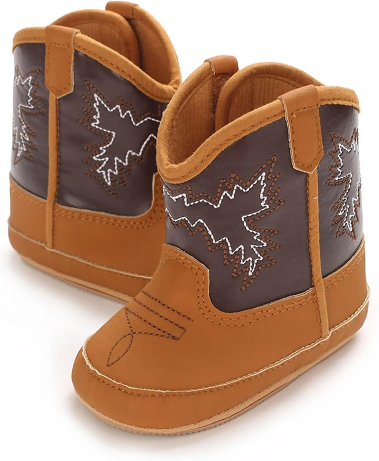 Infant Baby Baby Cowgirl Boots Western Newborn Walking Shoes Girls Soft PU Non Slip Boots Low Heel Ankle Booties