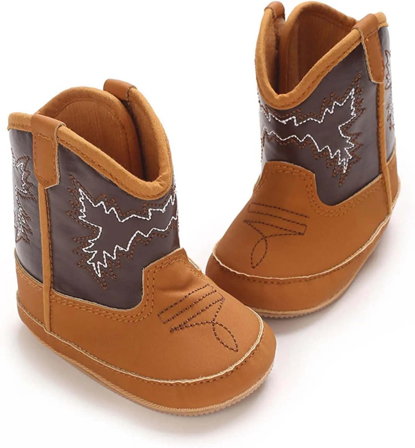 Infant Baby Baby Cowgirl Boots Western Newborn Walking Shoes Girls Soft PU Non Slip Boots Low Heel Ankle Booties