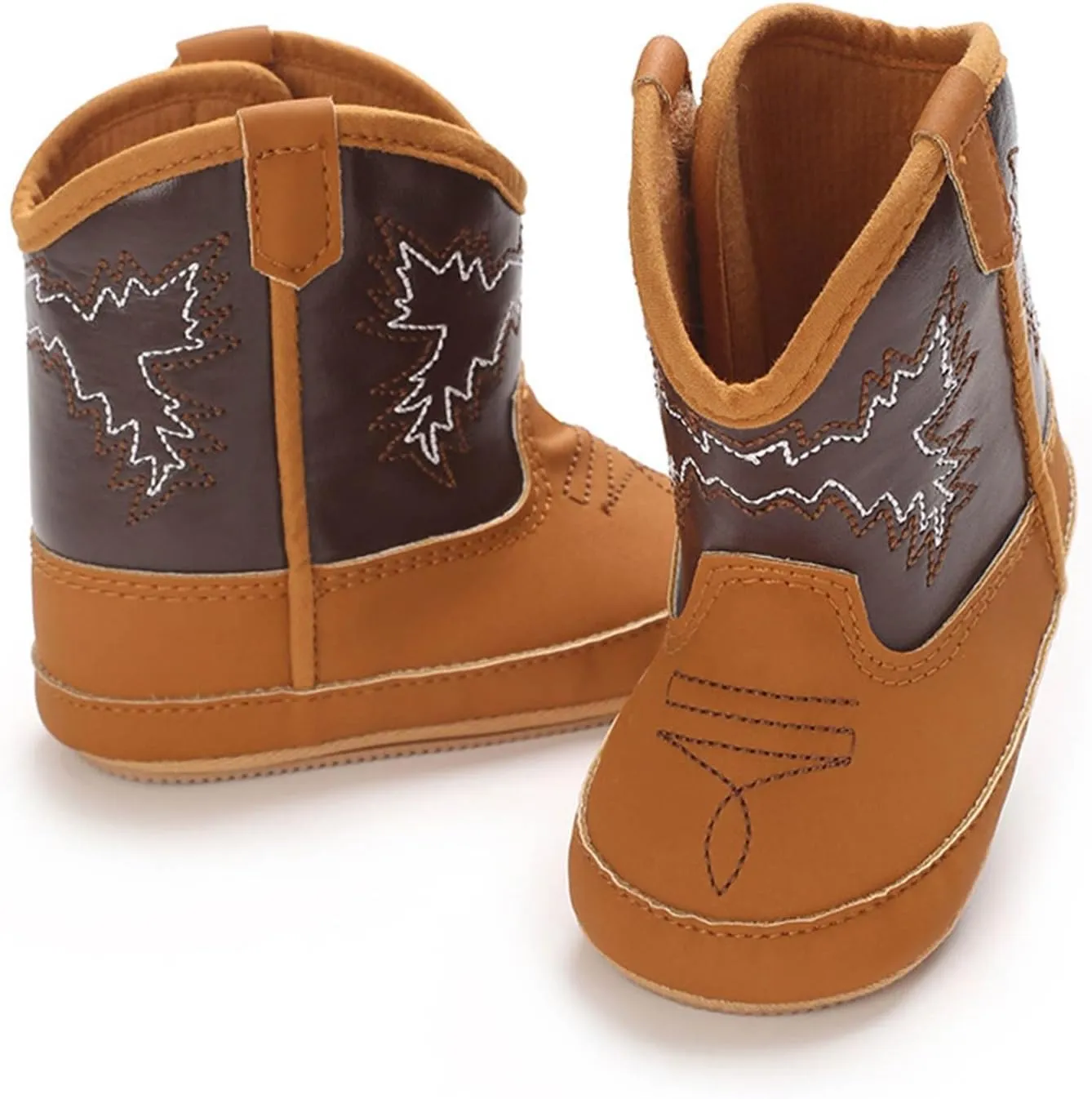 Infant Baby Baby Cowgirl Boots Western Newborn Walking Shoes Girls Soft PU Non Slip Boots Low Heel Ankle Booties