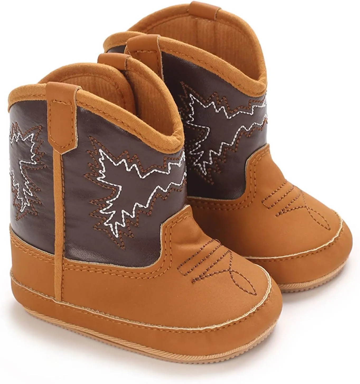 Infant Baby Baby Cowgirl Boots Western Newborn Walking Shoes Girls Soft PU Non Slip Boots Low Heel Ankle Booties