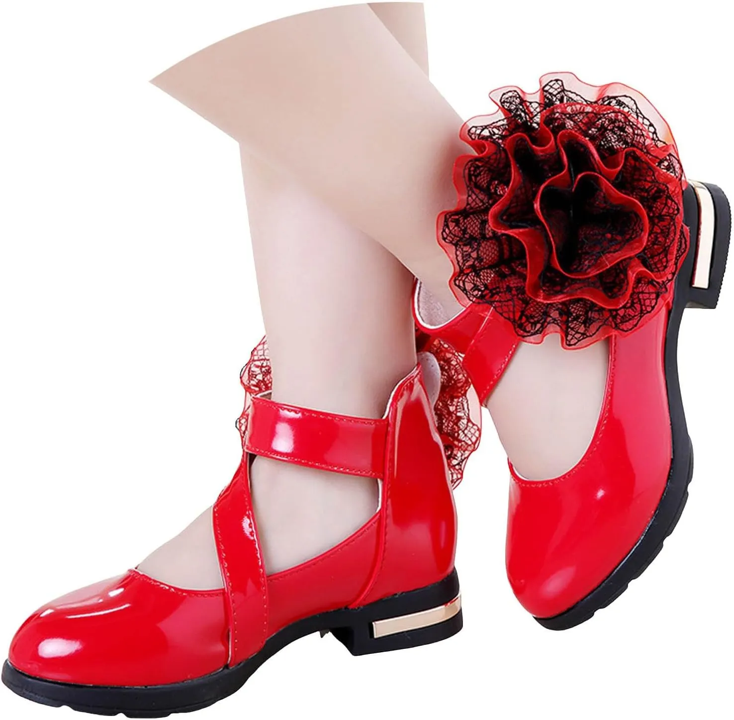 IWIHMIV Little Girl Shoes Princess Shoes Dress Shoes for Girls Girls Dress Shoes Flower Girl Shoe Mary Jane Low Heels for Wedding