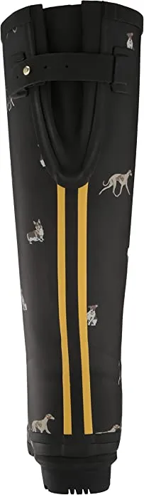 Joules Women's Welly Print Black Dog Size 10 Knee High Rain Boot