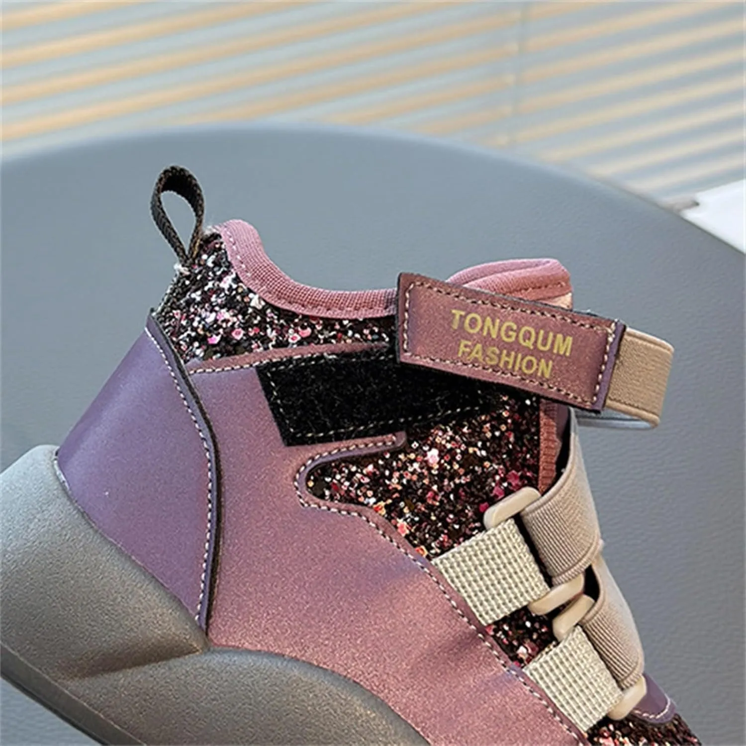 Kids Glitter Shoes Velvet Plush Sneakers for Boys Girls High Top Ankle Boots Thick Non-Slip Toddler Rain Boots Size 11