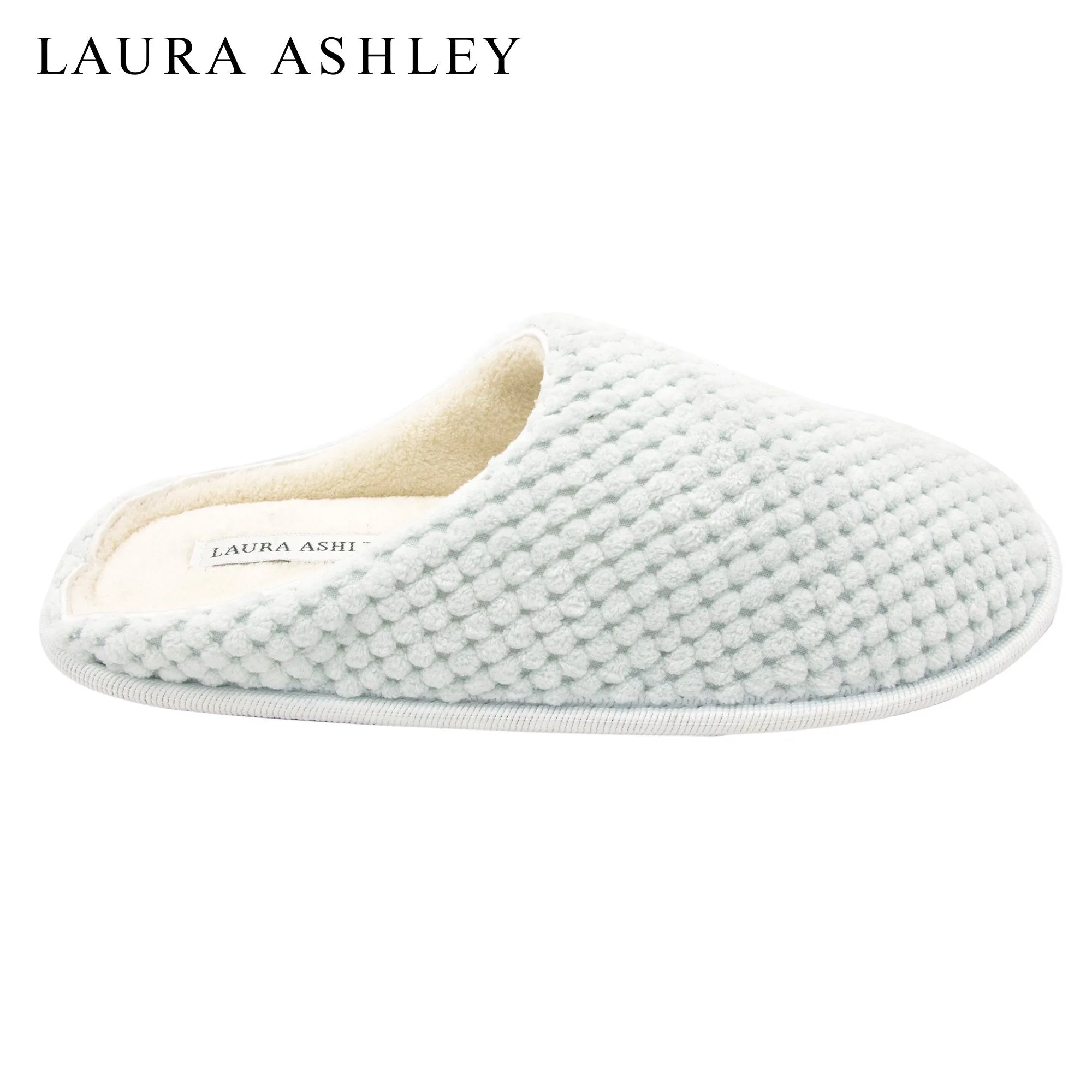 Laura Ashley Ladies Clog Style Spa Slippers with Memory Foam Insole in Sour Apple Green, Size M