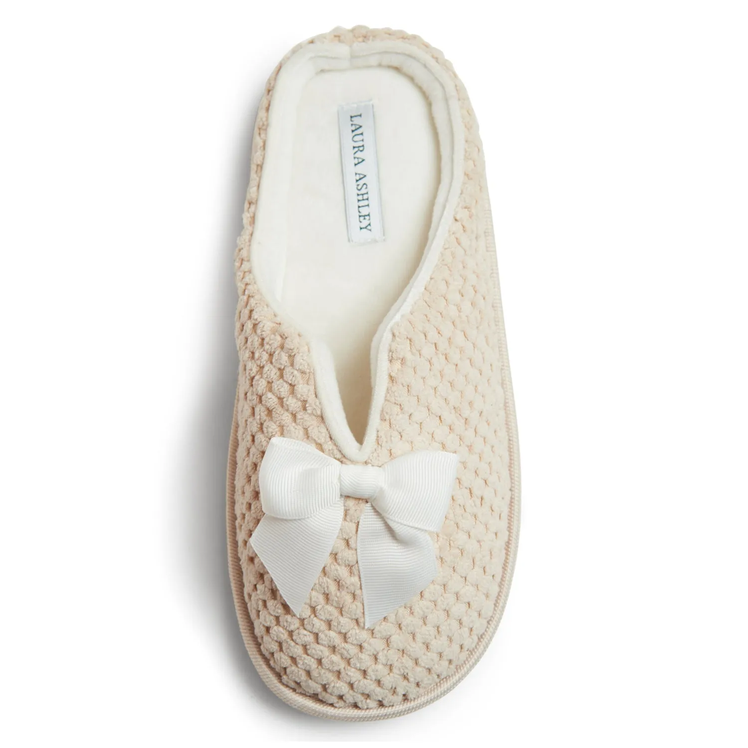Laura Ashley Women's Spa Slip-On Clog Slippers with Bow Details | Plush House Slippers with Cushioned Insole for Ladies