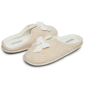 Laura Ashley Women's Spa Slip-On Clog Slippers with Bow Details | Plush House Slippers with Cushioned Insole for Ladies