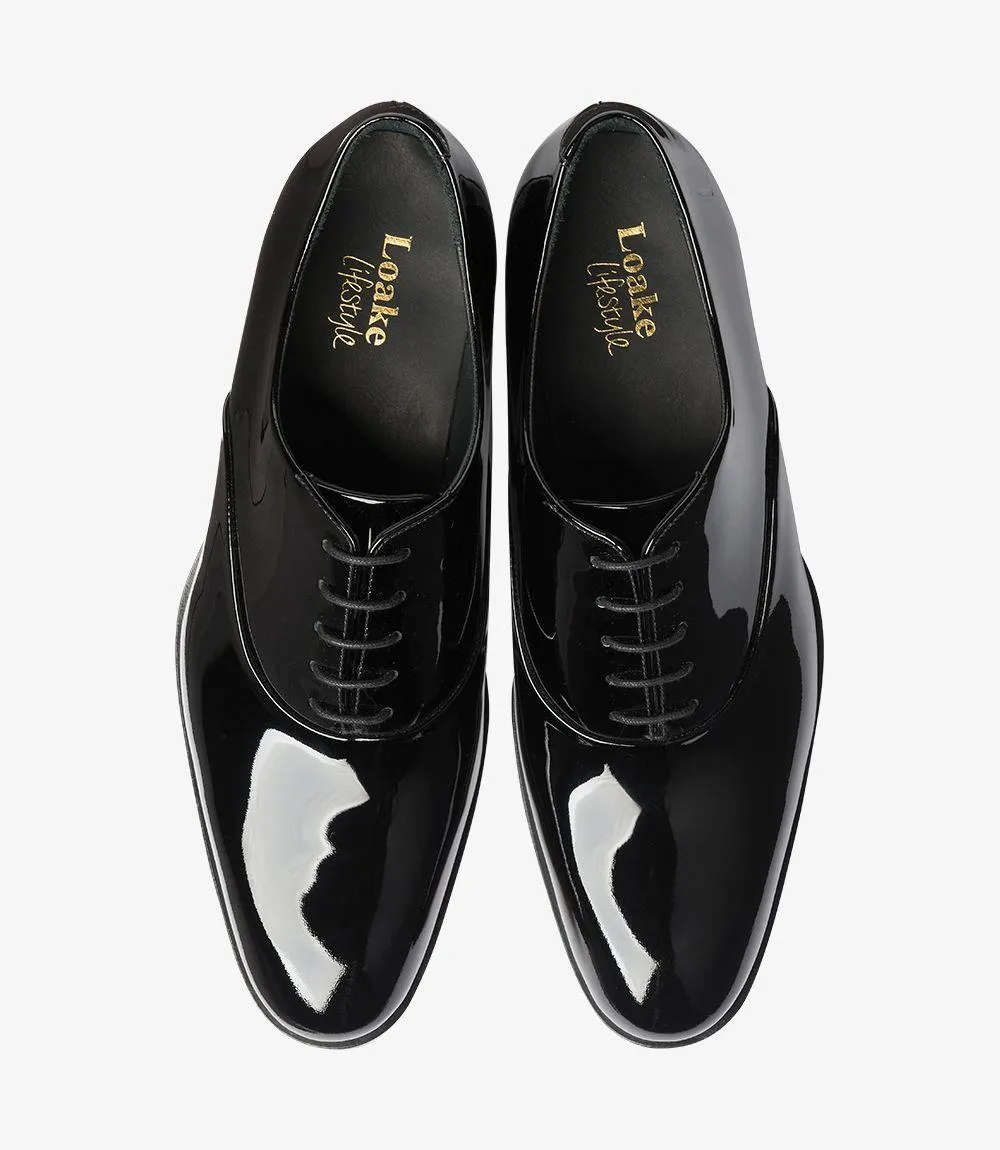 LOAKE PATENT BLACK LEATHER OXFORD LEATHER SOLE F-MEDIUM