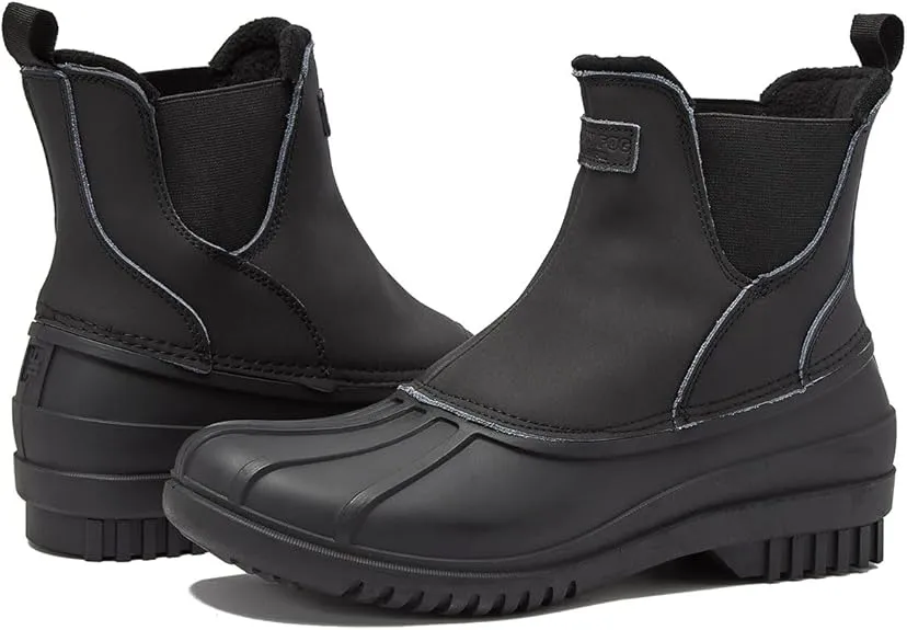 LONDON FOG Tyler Slip On Rain and Snow Boots for Men - Leather Waterproof Chelsea Duck Boots, Lined Insulated Men’s Winter Snow Boots Size 7