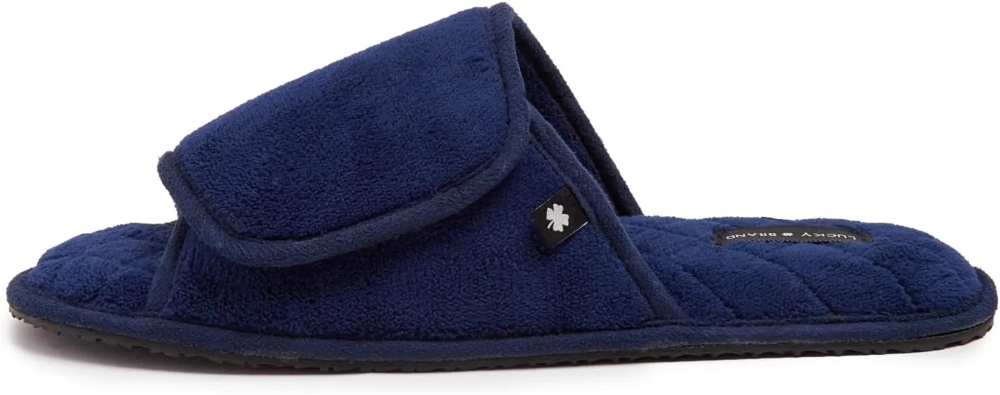 Lucky Brand Mens Terry Open Toe Slippers with Memory Foam