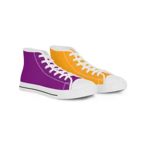 Men's Orange & Purple Mismatched High Top Sneakers