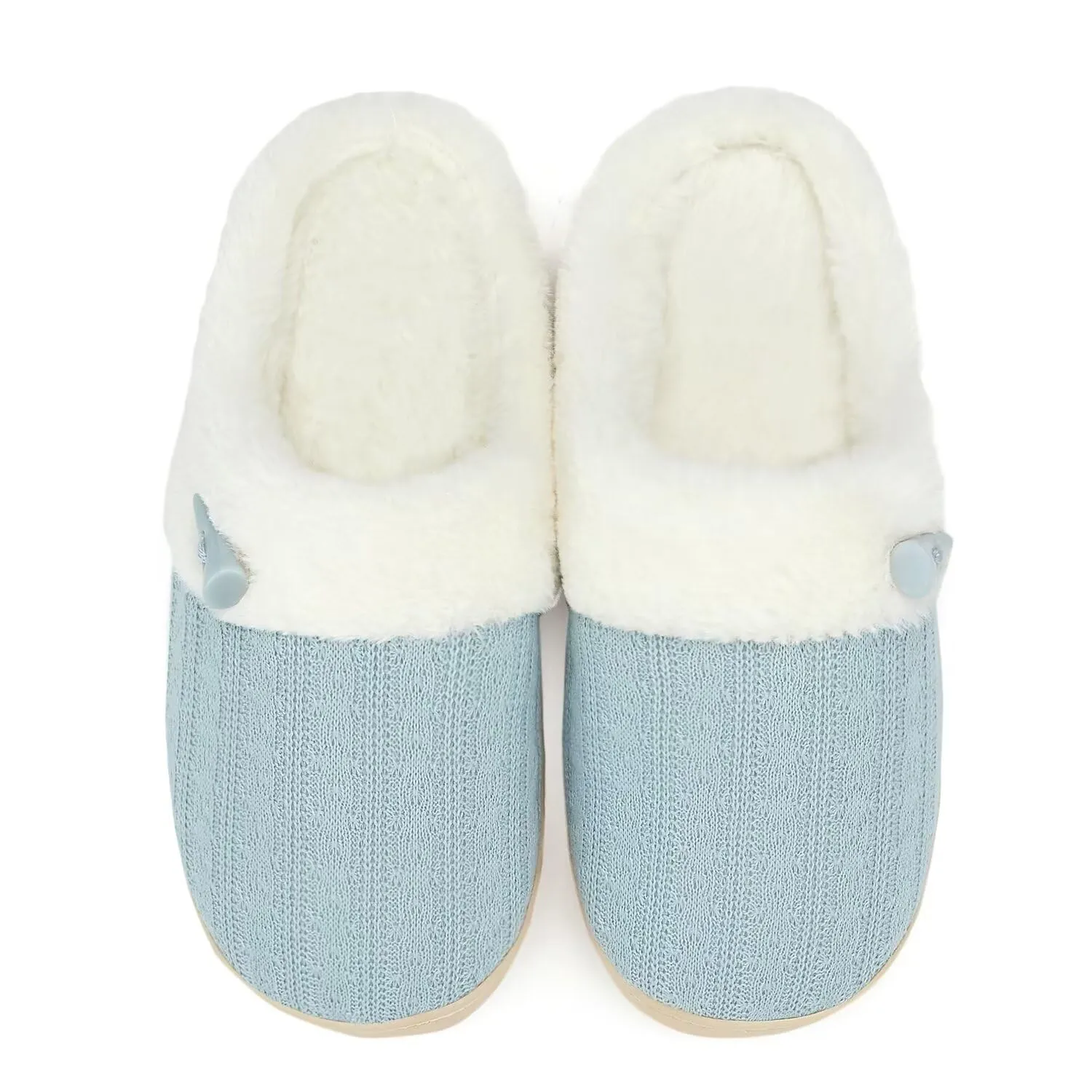 NineCiFun Women's Slip on Fuzzy Slippers Memory Foam House Slippers Outdoor Indoor Warm Plush Fur Lining size 7 8 light blue