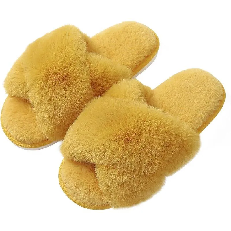 Plush Cross Strap Slippers – Soft and Cozy Indoor Comfort