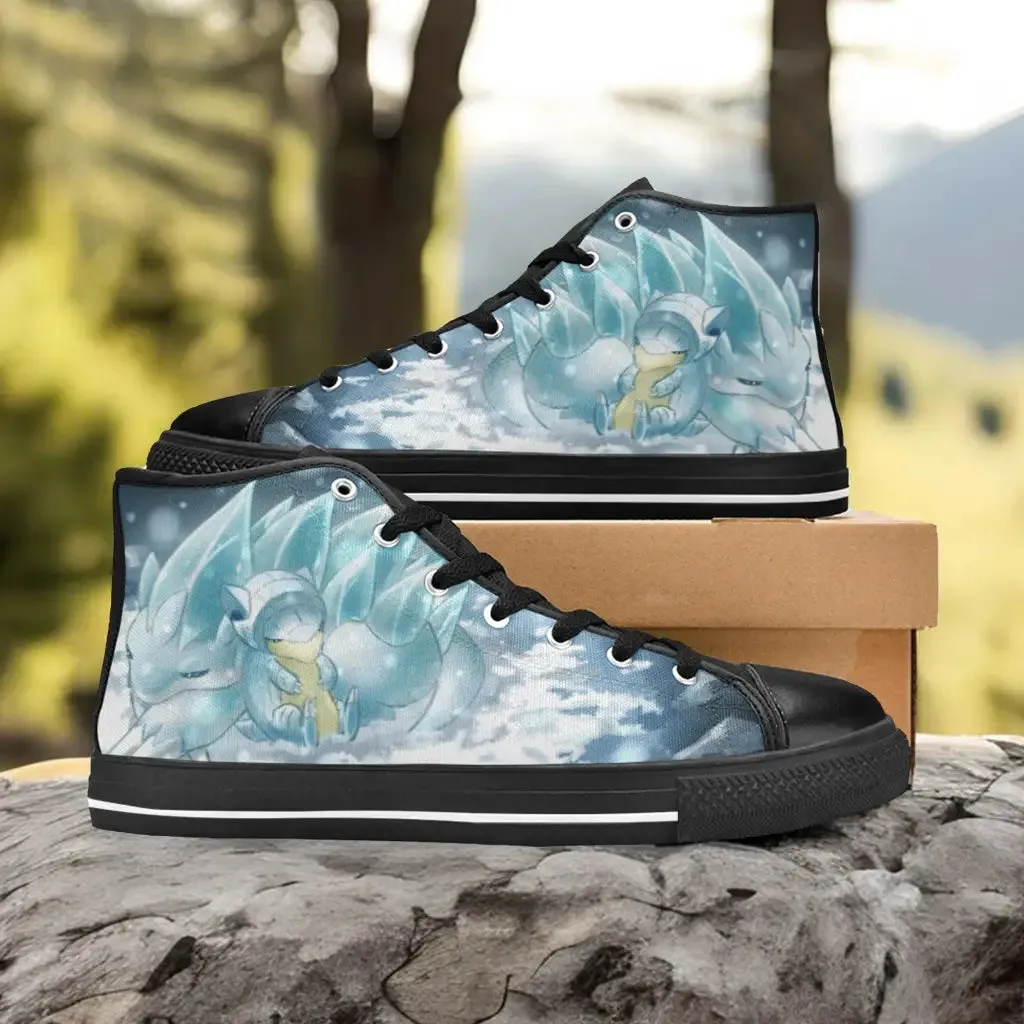 Pokemon Ice Sandshrew Sandslash Shoes High Top Sneakers for Kids and Adults
