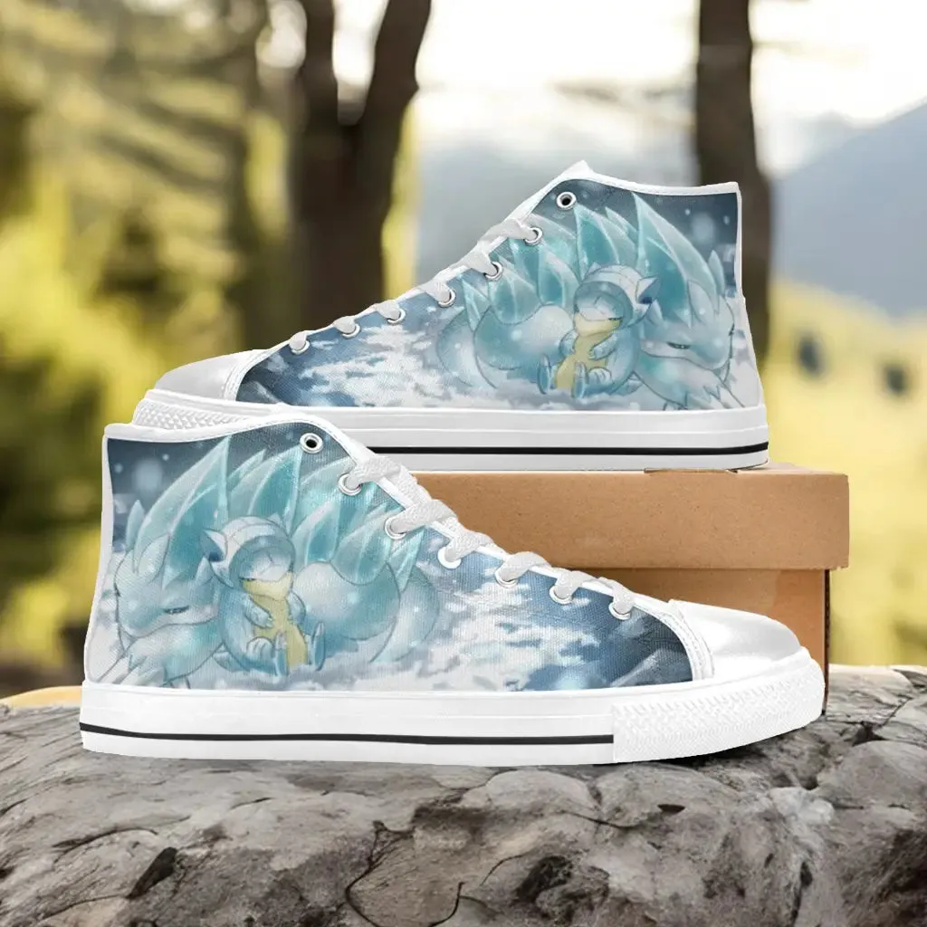 Pokemon Ice Sandshrew Sandslash Shoes High Top Sneakers for Kids and Adults