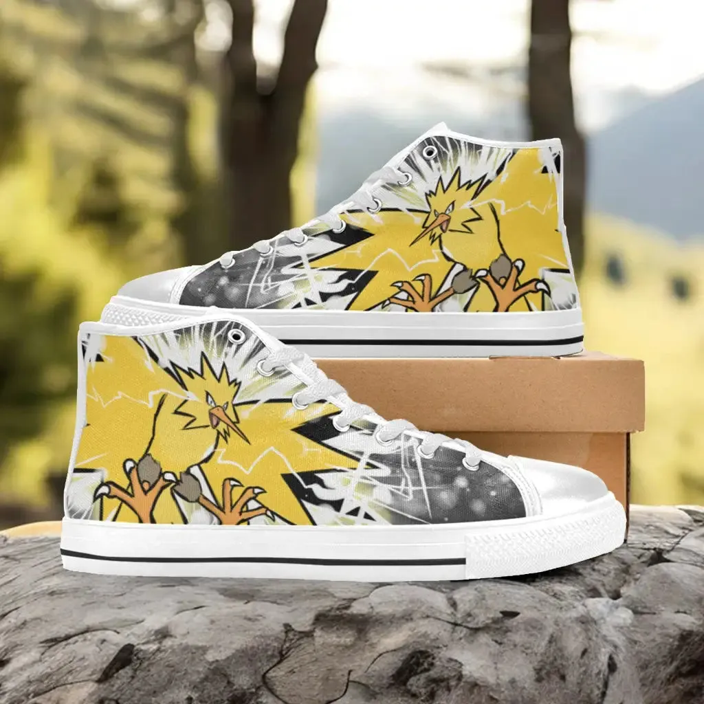 Pokemon Zapdos Shoes High Top Sneakers for Kids and Adults