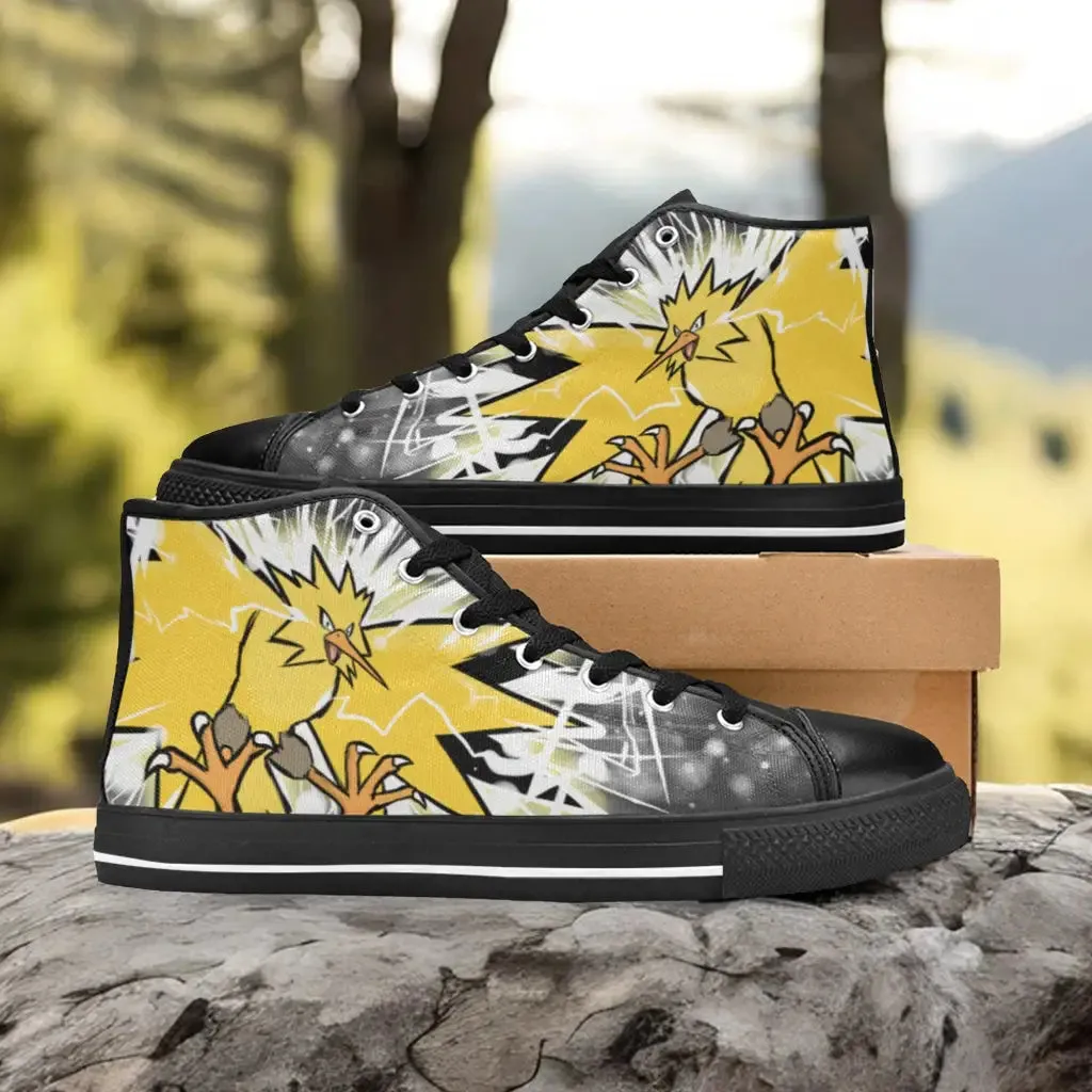 Pokemon Zapdos Shoes High Top Sneakers for Kids and Adults