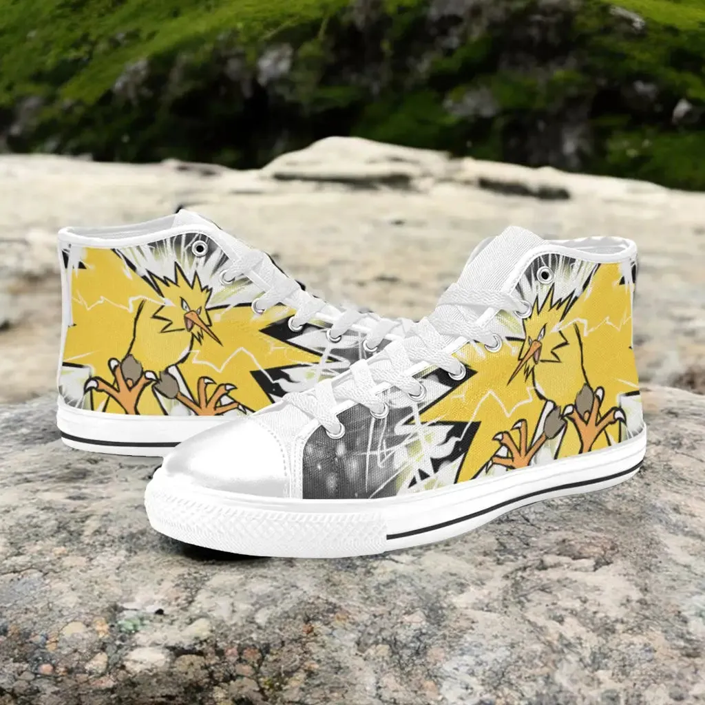 Pokemon Zapdos Shoes High Top Sneakers for Kids and Adults