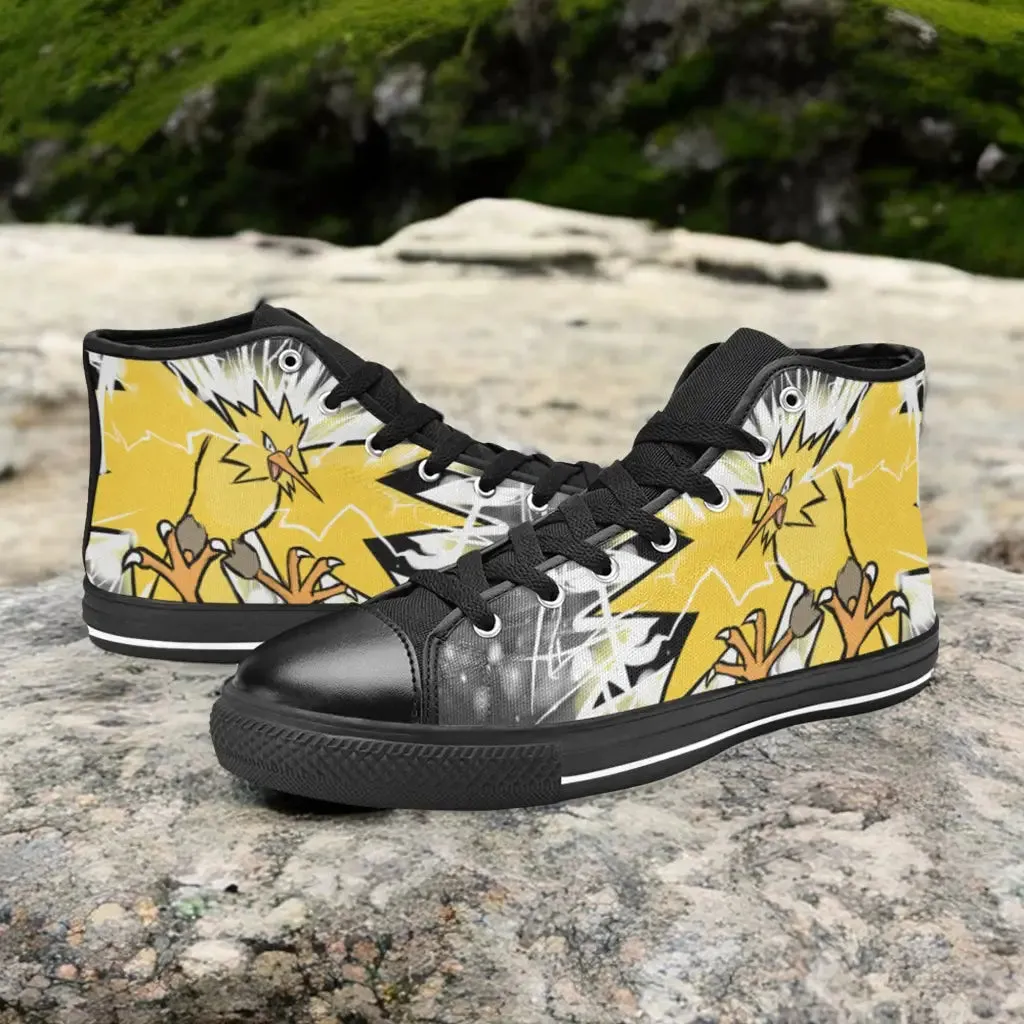 Pokemon Zapdos Shoes High Top Sneakers for Kids and Adults