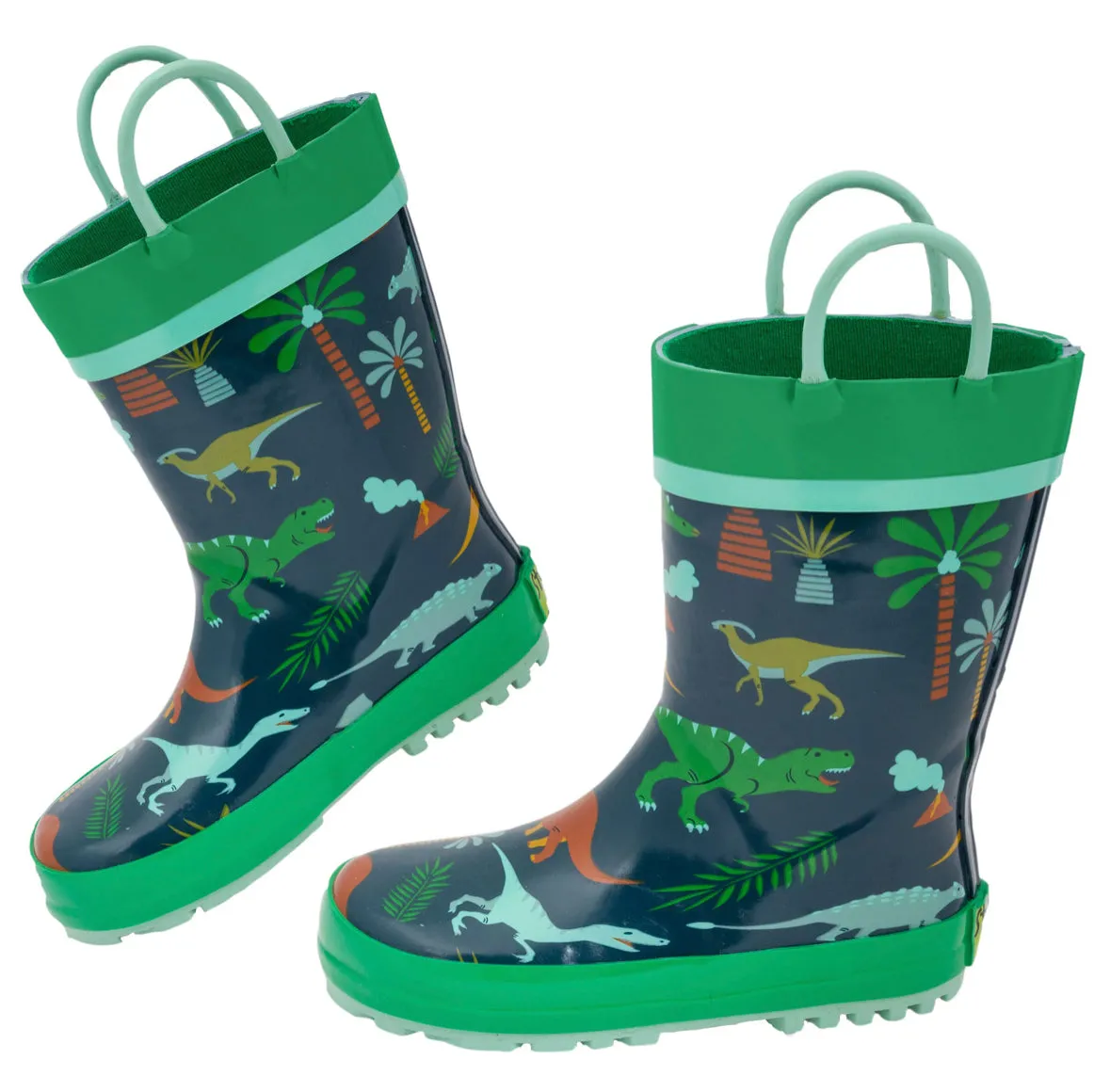 Rain Boots - Green Dinosaur