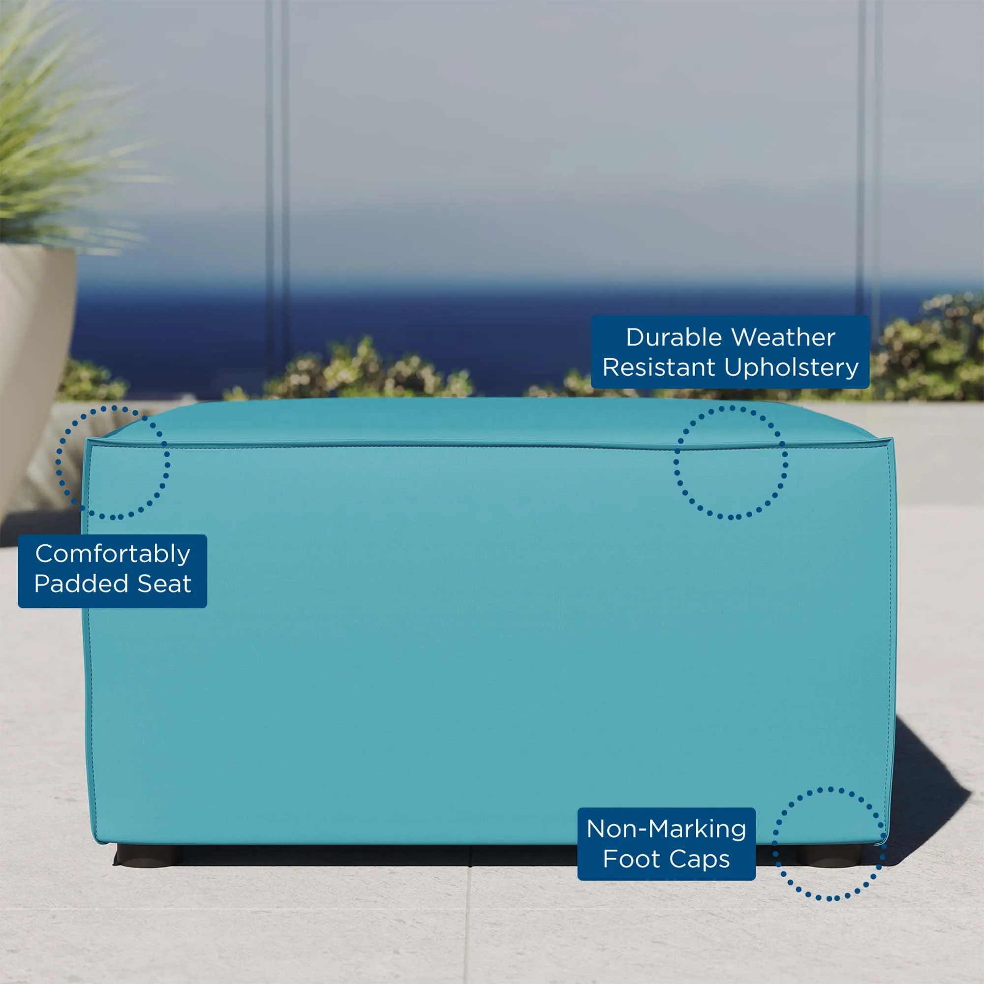 Saybrook Outdoor Patio Upholstered Sectional Sofa Ottoman by Modway
