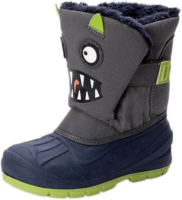 SECHRITE Toddler Kids Snow Boots Winter Boots Waterproof Outdoors Cartoon Animal Pattern Booties for Boys Girls - Toddler/Little Kid