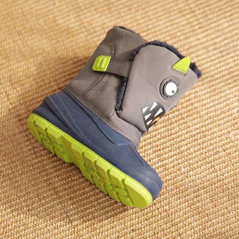 SECHRITE Toddler Kids Snow Boots Winter Boots Waterproof Outdoors Cartoon Animal Pattern Booties for Boys Girls - Toddler/Little Kid