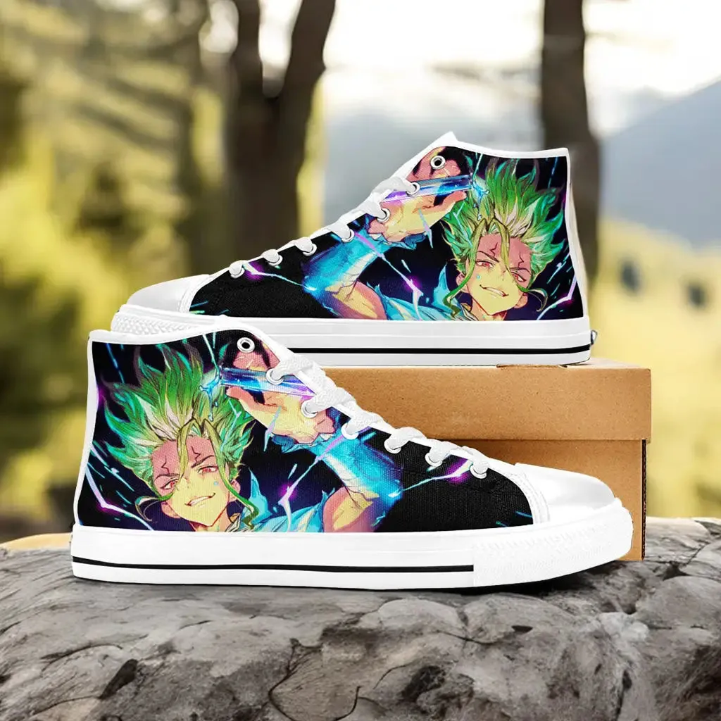 Senku Dr Stone Kingdom of Science Shoes High Tops Sneakers for Kids and Adults