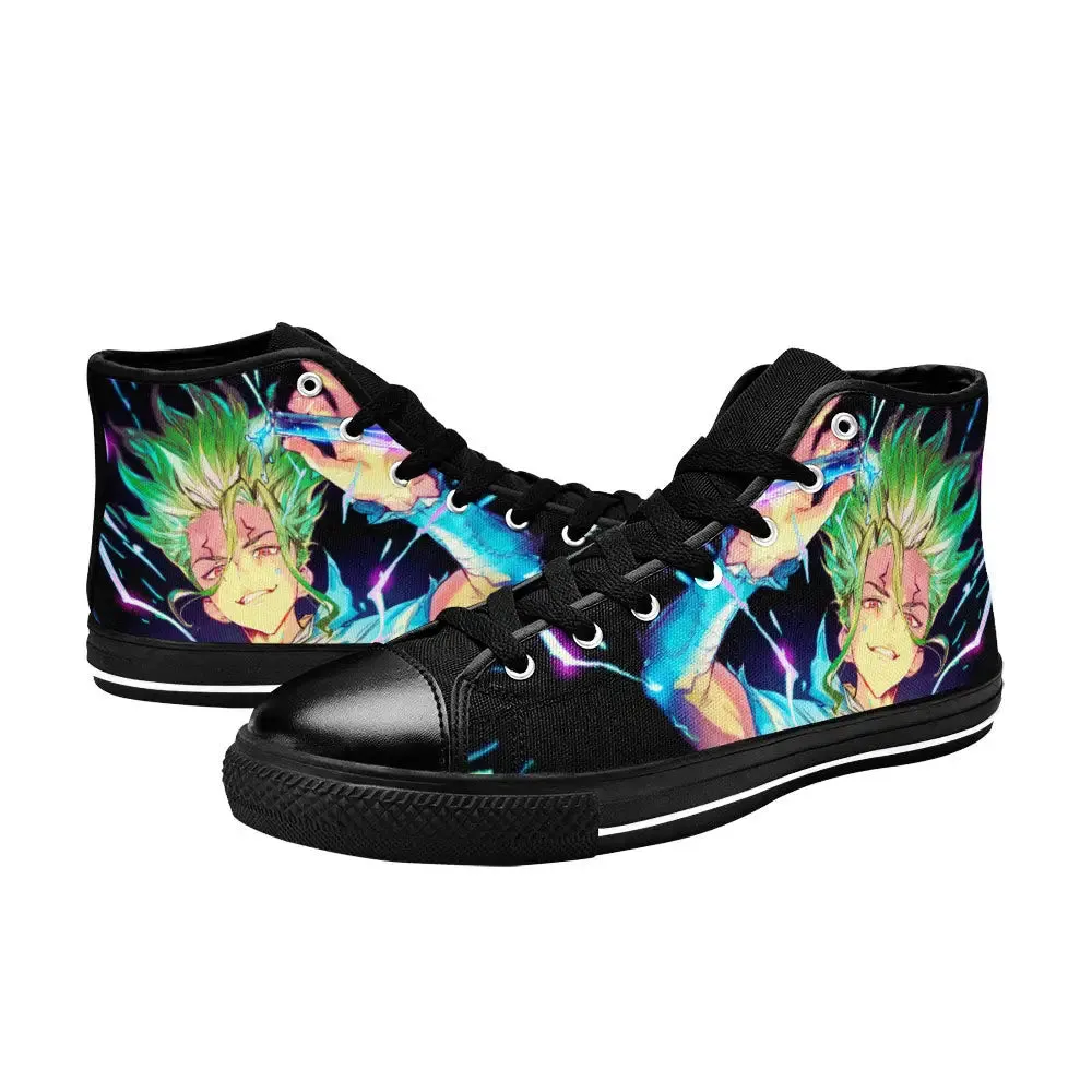 Senku Dr Stone Kingdom of Science Shoes High Tops Sneakers for Kids and Adults
