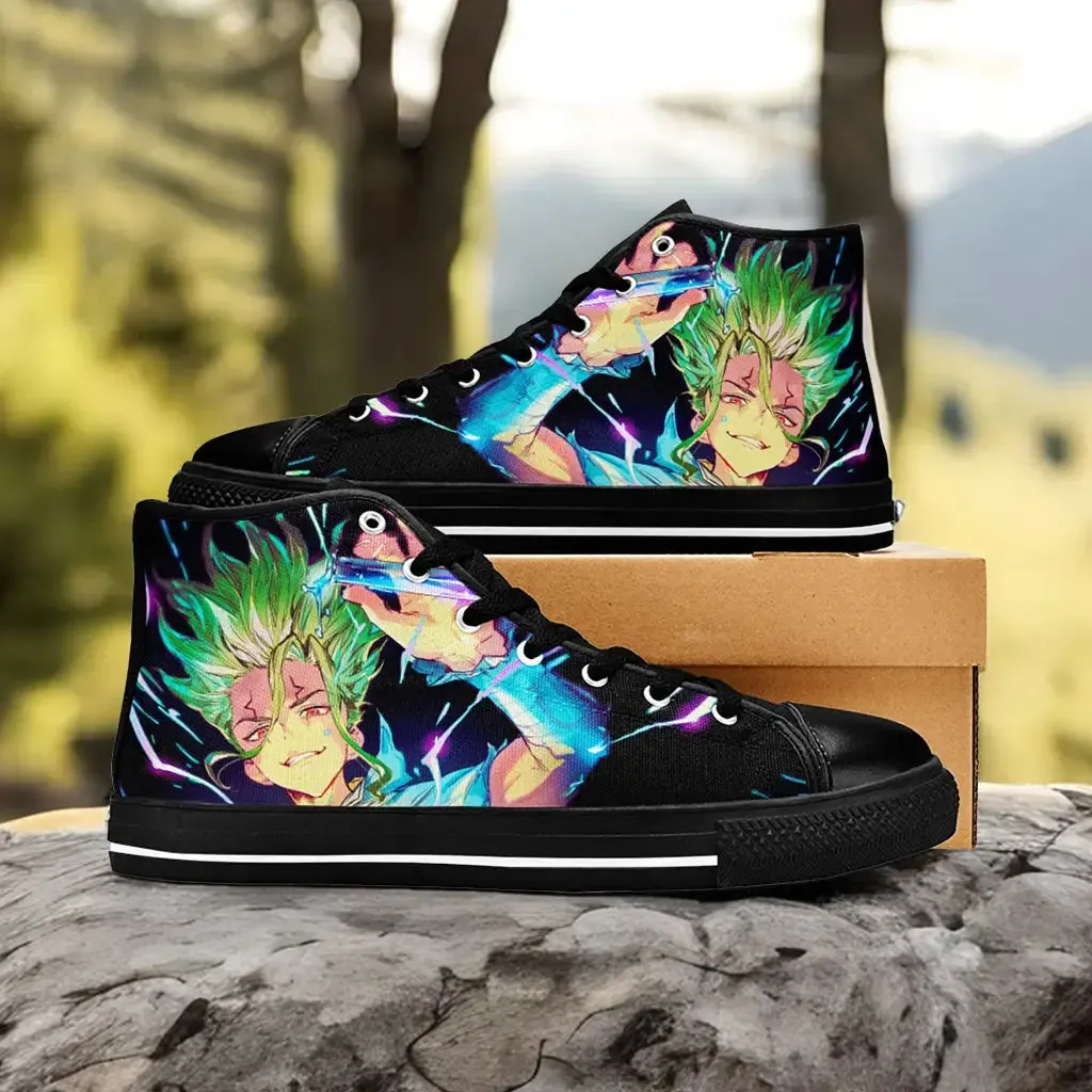 Senku Dr Stone Kingdom of Science Shoes High Tops Sneakers for Kids and Adults