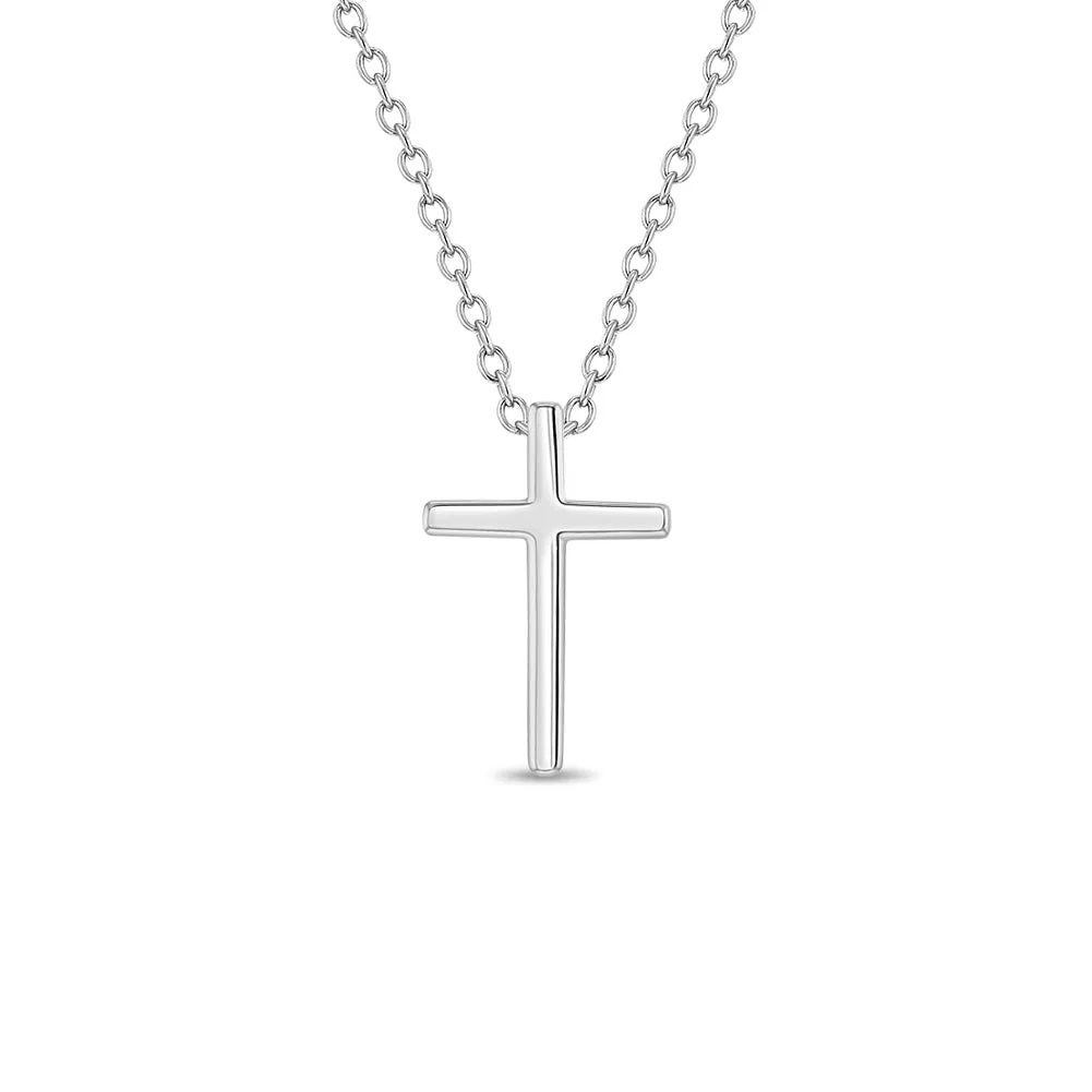 Small Cross 14mm Toddler/Kids/Girls Necklace Religious - Sterling Silver