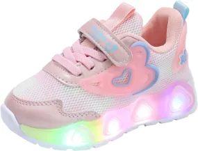 Sneakers for Girls Mesh Breathable LED Light Up Flashing Boys Girls Lightweight Adorable Running Sneakers Little Kid