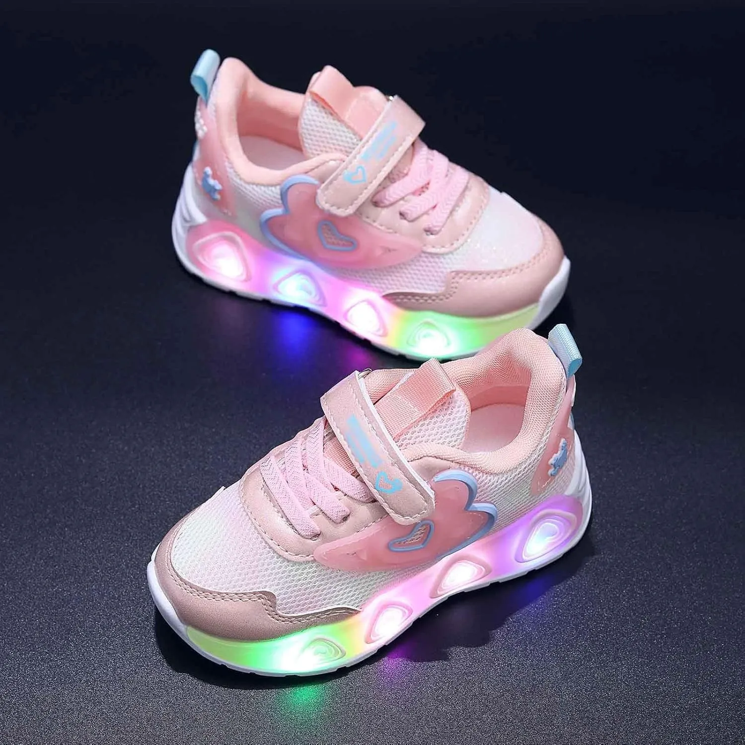 Sneakers for Girls Mesh Breathable LED Light Up Flashing Boys Girls Lightweight Adorable Running Sneakers Little Kid