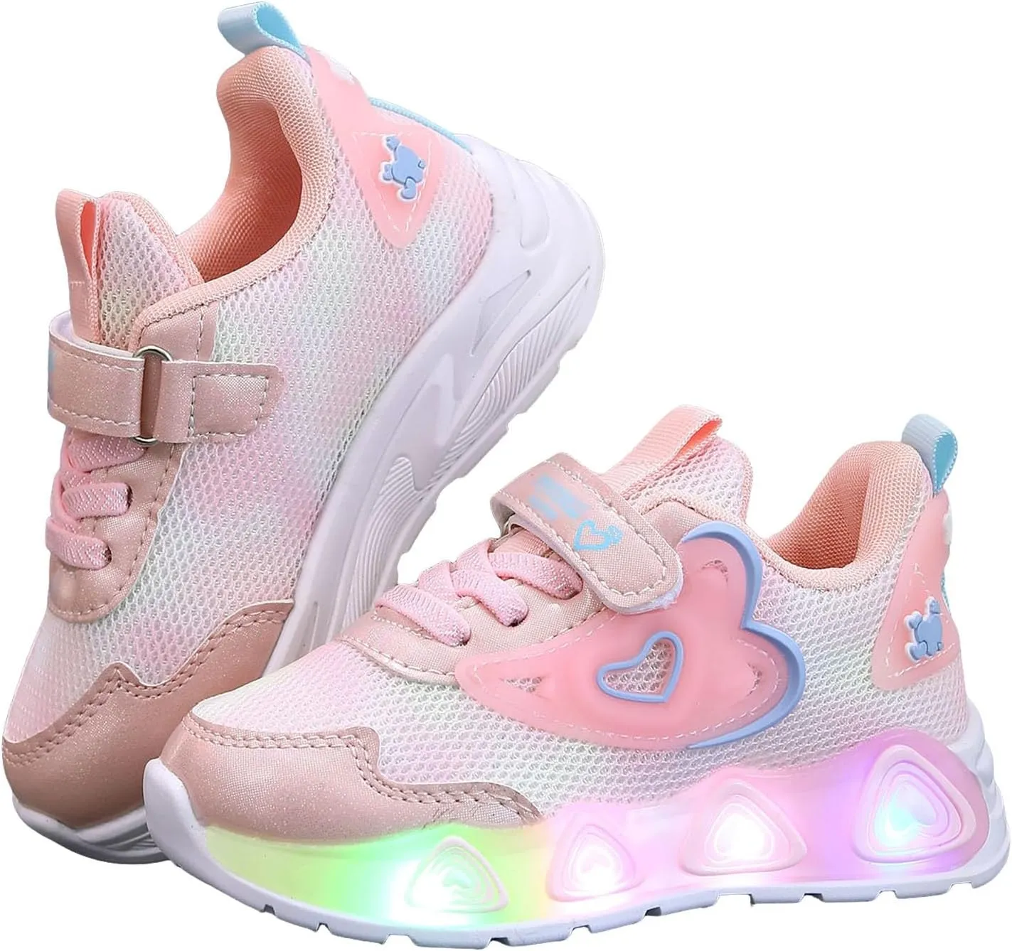 Sneakers for Girls Mesh Breathable LED Light Up Flashing Boys Girls Lightweight Adorable Running Sneakers Little Kid