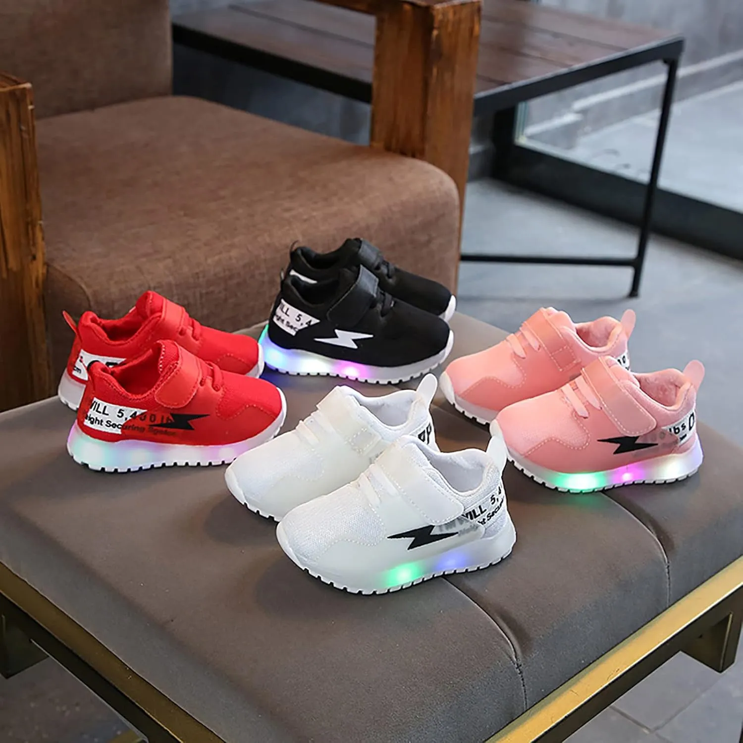 Sneakers for Kids Girls Boys Sneakers for Little Kid LED Light Up Shoes Fizzzy Big Kids LED Running Tennis