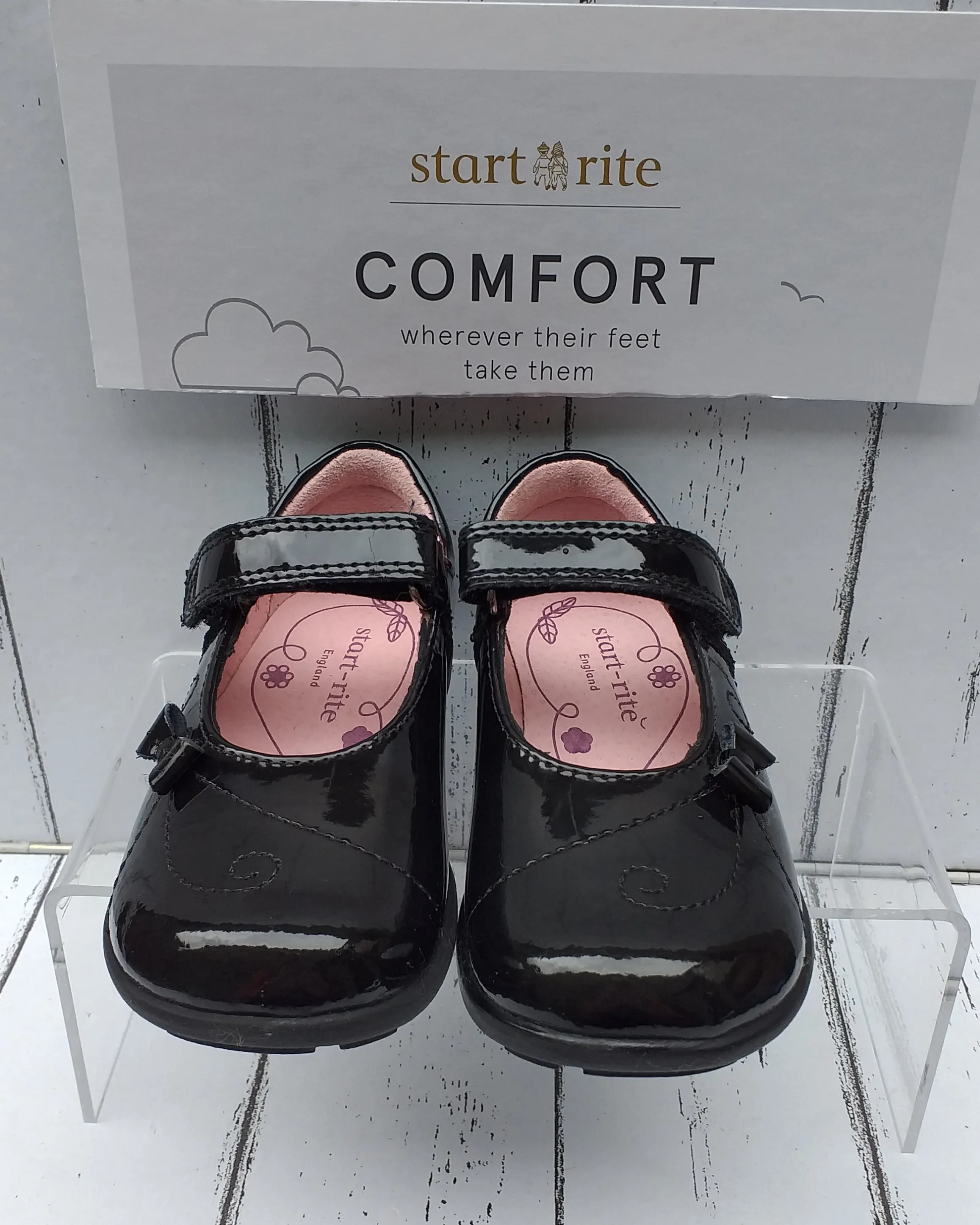 START-RITE - PAPER - 1124-3 - STRAP SHOE - Black Patent Leather