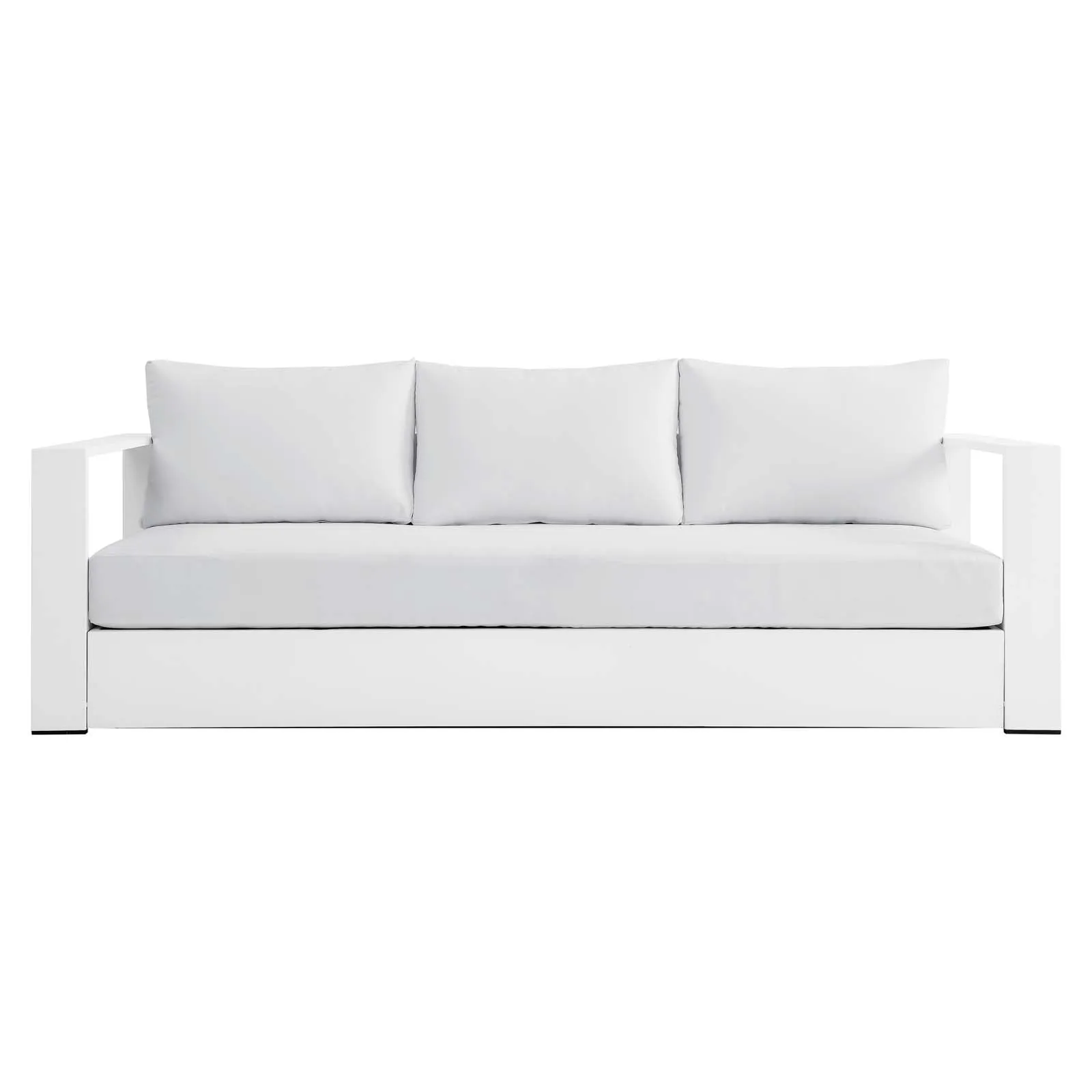 Tahoe Outdoor Patio Powder-Coated Aluminum Sofa White White EEI-5676-WHI-WHI