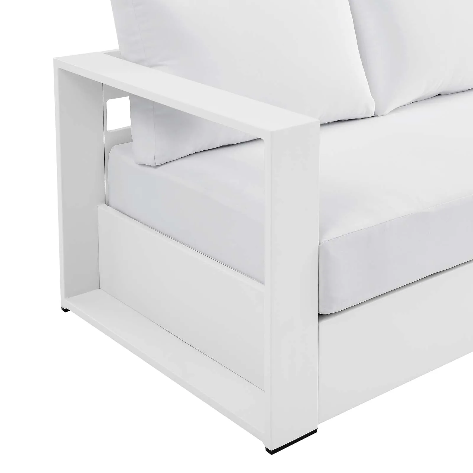 Tahoe Outdoor Patio Powder-Coated Aluminum Sofa White White EEI-5676-WHI-WHI