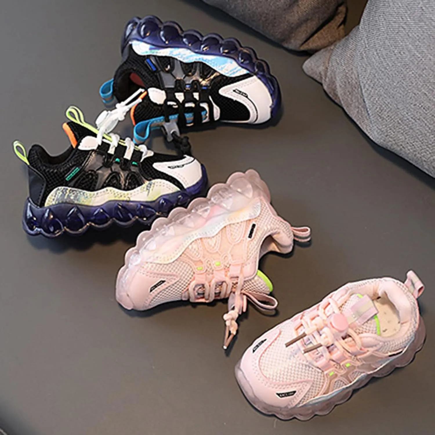 Toddler Boys Girls LED Flashing Sneakers Kids Lightweight Mesh Breathable Soft Sole Sport Shoes for School Casual