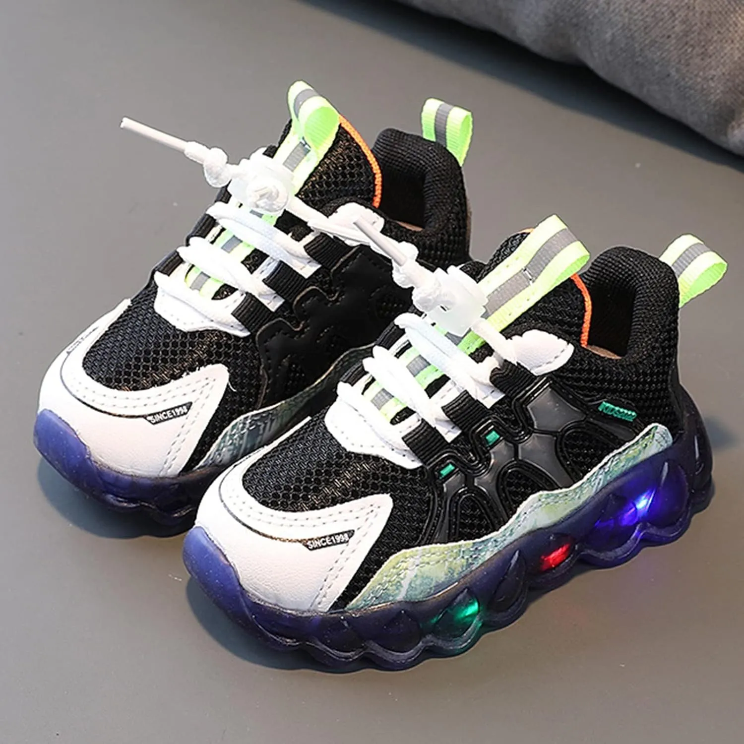Toddler Boys Girls LED Flashing Sneakers Kids Lightweight Mesh Breathable Soft Sole Sport Shoes for School Casual